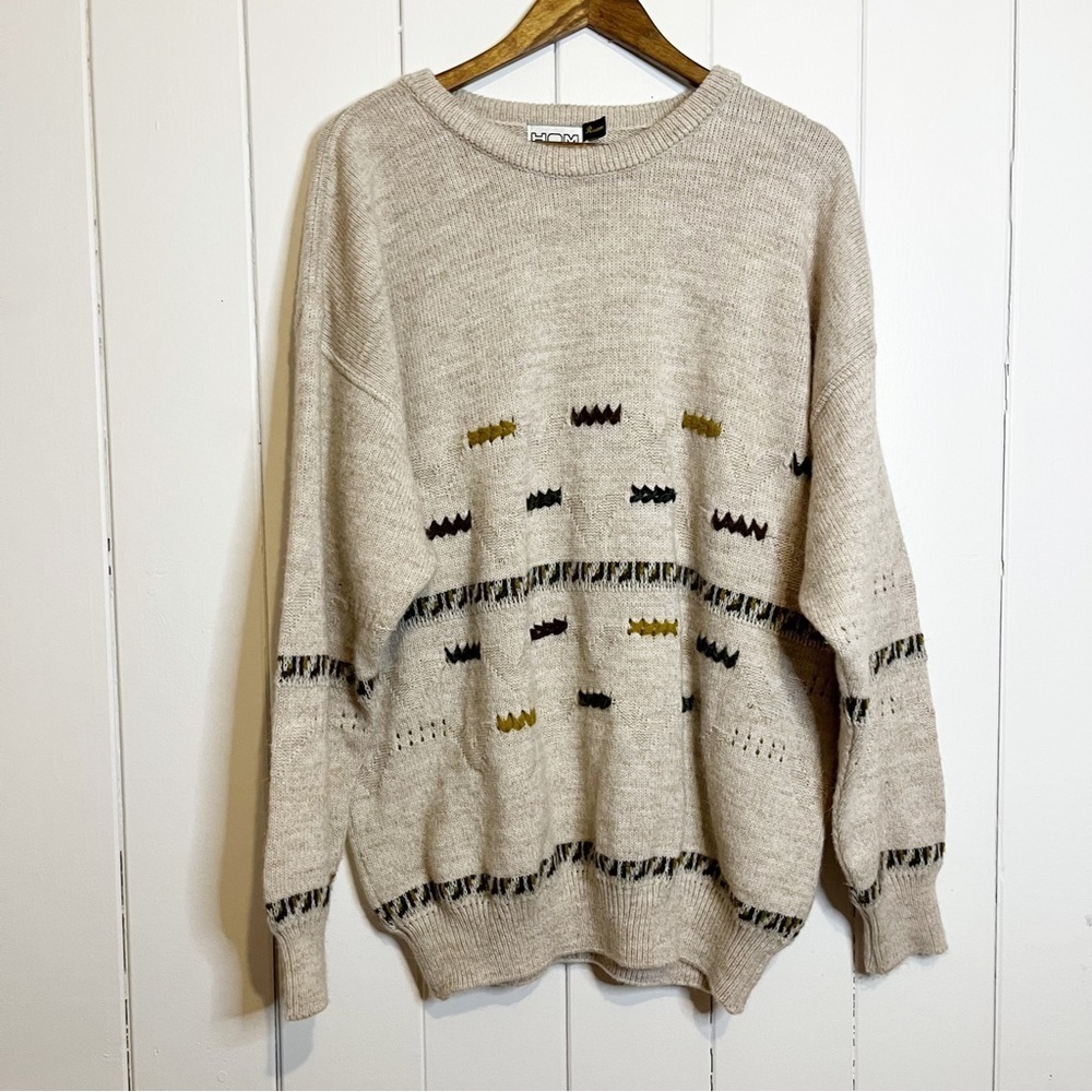 Vintage HOM Alpaca Wool Blend Crew Neck Sweater. Size 2XL.